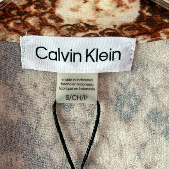 NEW Calvin Klein Snakeskin Print V Neck Top - Picture 3 of 6